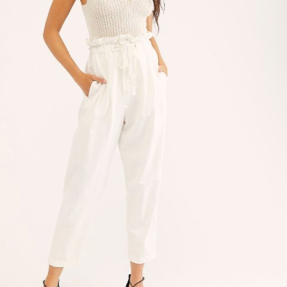 Free People Margate Pleated Trousers White Med Lg - Picture 3 of 9